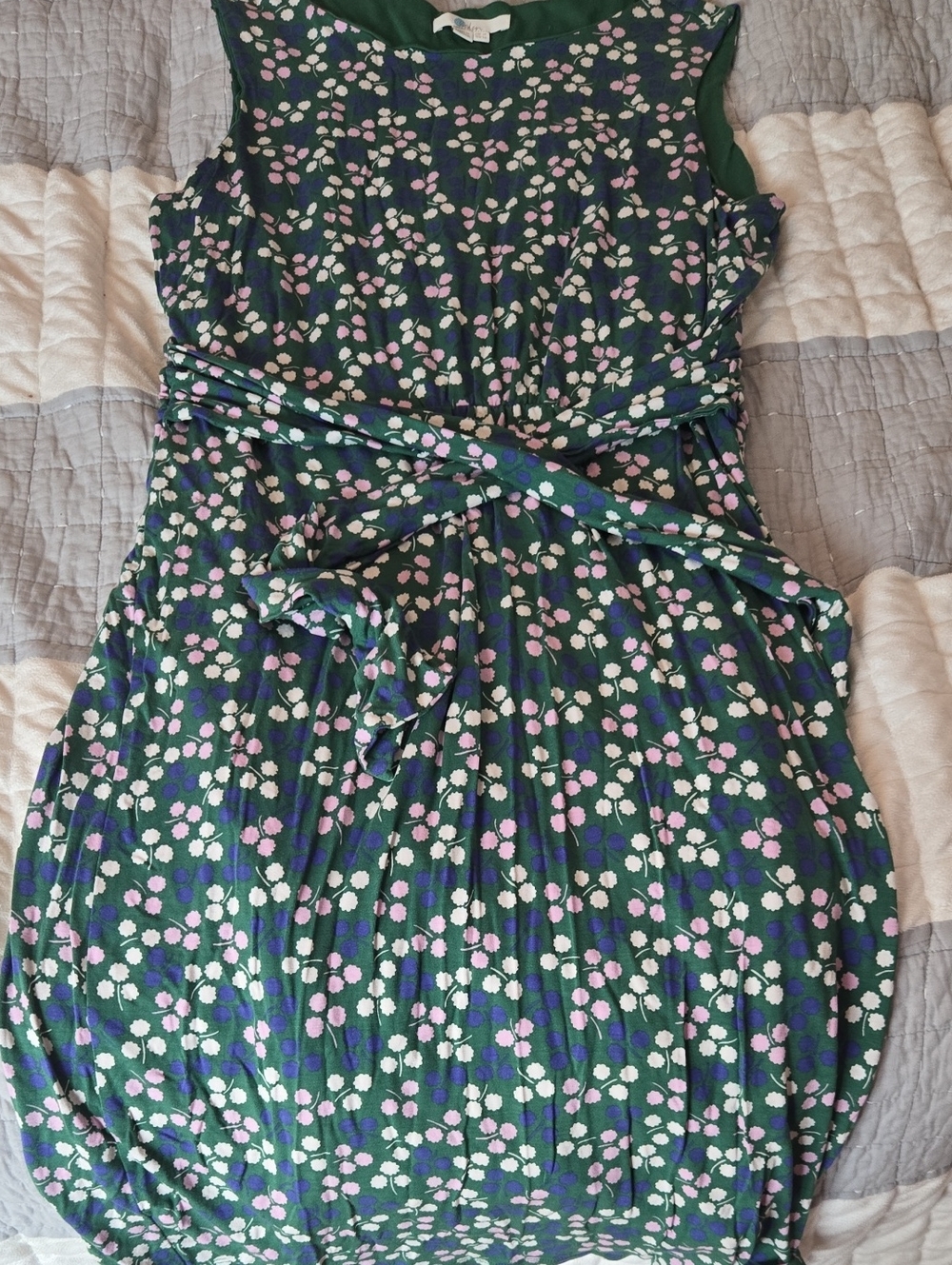 Boden Green Floral Tie-Front Midi Dress